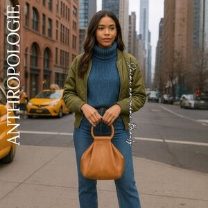 Anthropologie Camel Top Handle Geometric Statement Tote (Antik Kraft)